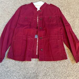 Eddie Bauer Ladies Bright Red Corduroy Button-Up Jacket Sz Large Legend Wash